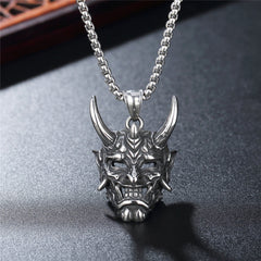 Halloween Horned Ghost Skull Mask Titanium Steel Pendant for Men