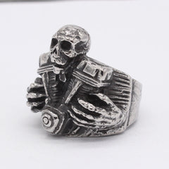 Halloween Motorcycle Skull Titanium Steel Ring for Men