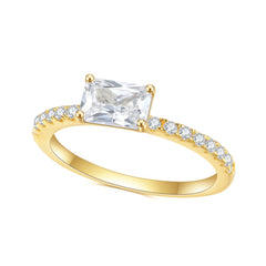 Golden 5A Zircon 14K Gold Plated on Silver Ring