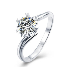 Twist Arm Flower Prong 1.0 Carat Moissanite Engagement Ring