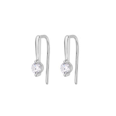 Round Zircon Silver Hook Earrings
