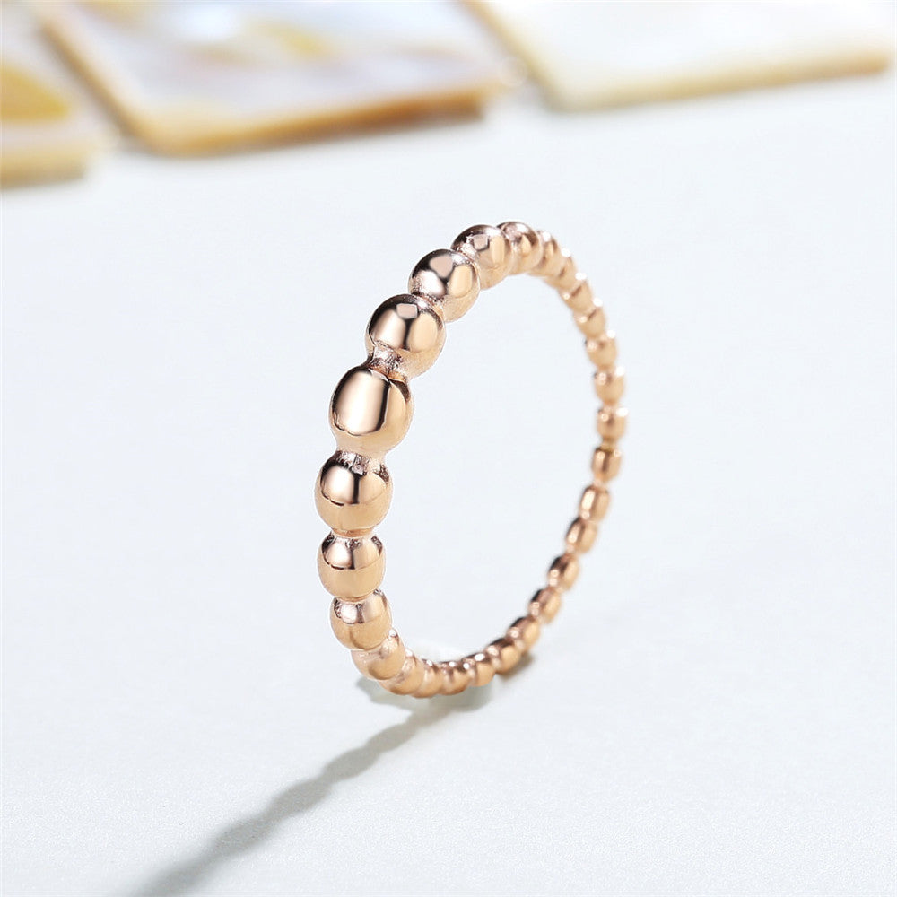 Stylish and Simple Korean Version of Pearl Ladies Small Ring Titanium Steel Ring