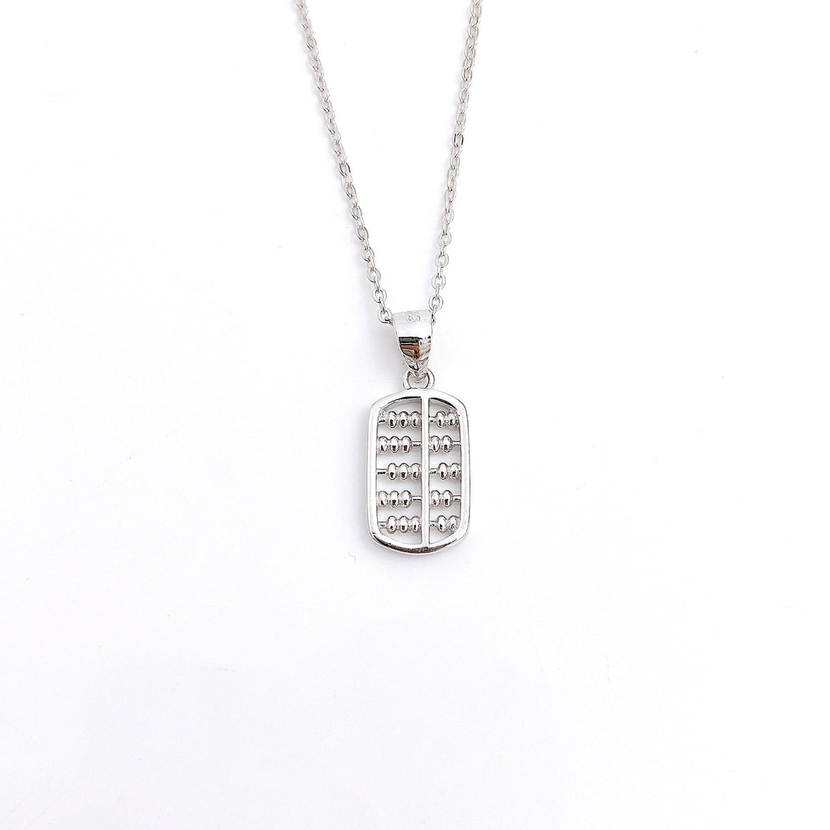 Small Abacus Pendant Silver Necklace for Women