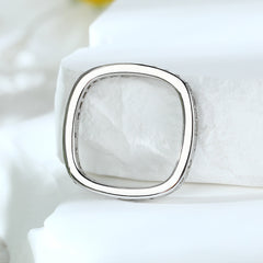 Half Row Zircon Square Shape Silver Ring for Women