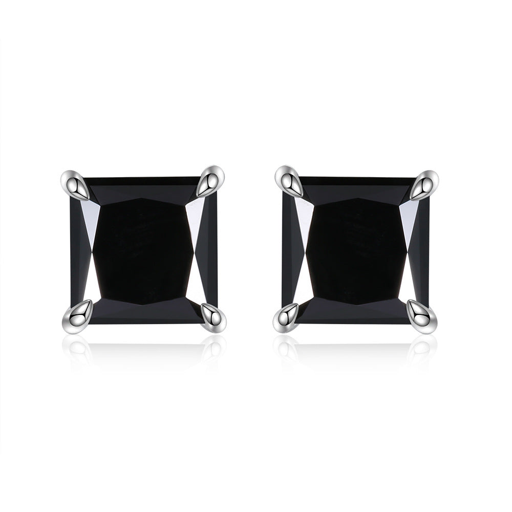 Solitaire 1.0 Carat Princess Cut Moissanite Silver Stud Earrings