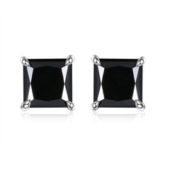 Solitaire 1.0 Carat Princess Cut Moissanite Silver Stud Earrings