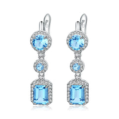 Natural Colourful Gemstones Soleste Halo Beading Silver Drop Earrings for Women