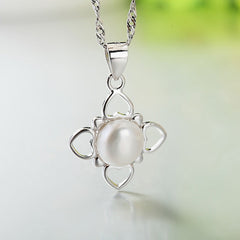 (Pendant Only) Valentine's Day Gift Freshwater Peal with Love Silver Pendant for Women