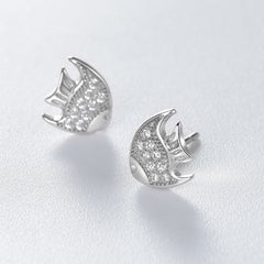 Zircon Little Angelfish Silver Stud Earrings for Women