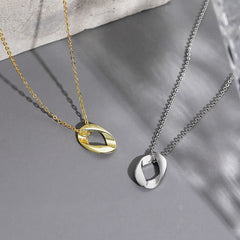 Irregular Oval Pendant Silver Necklace for Women