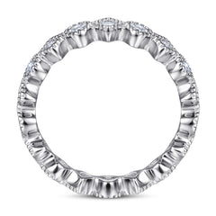 Rhombus and Round Zircon Beading Silver Ring