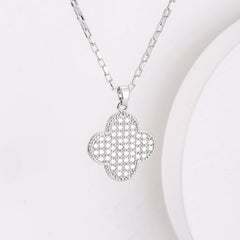 (Pendant Only) Full Zircon Lucky Clover Silver Pendant for Women