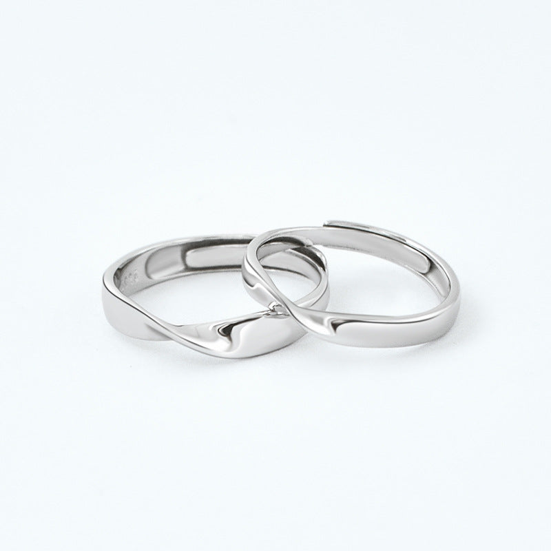 Mobius Series Simple Silver Couple Ring for Women