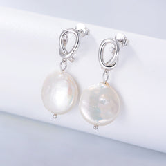 Irregular Baroque Pearl Silver Drop Earrings for Women