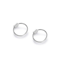 Spring Coil Thread Silver Hoop Earrings for Women
