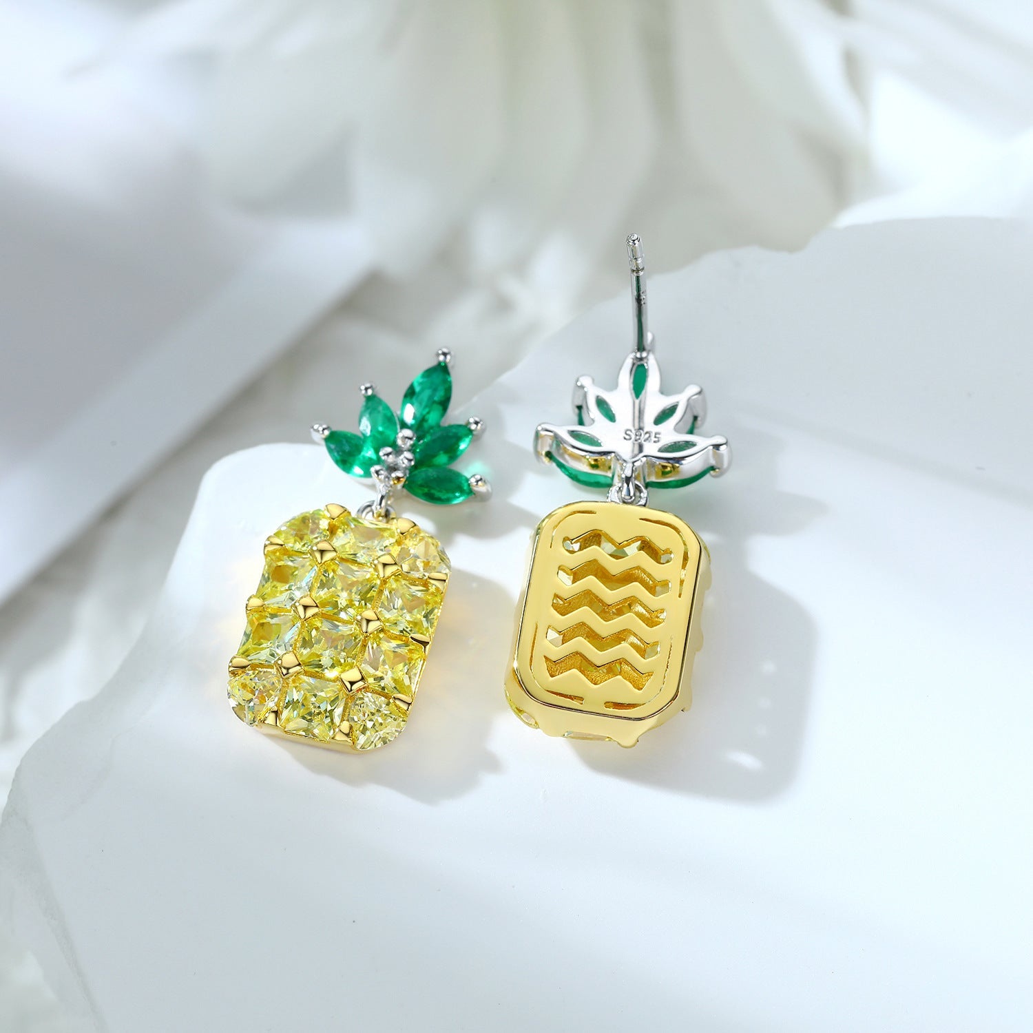 Zircon Pineapple Silver Studs Earrings for Women