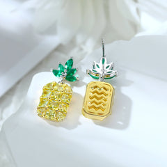 Zircon Pineapple Silver Studs Earrings for Women