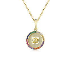 (Pendant Only) Button with Colourful Zircon Silver Pendant for Women