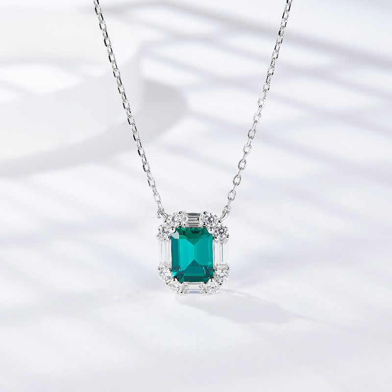 Rectangle Lab Created Emerald Necklace