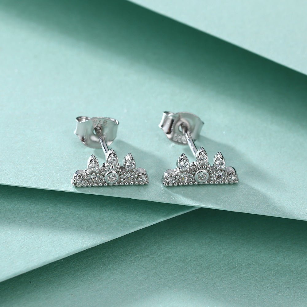 Zircon Crown Silver Studs Earrings for Women