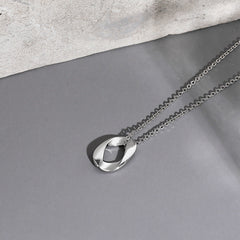 Irregular Oval Pendant Silver Necklace for Women