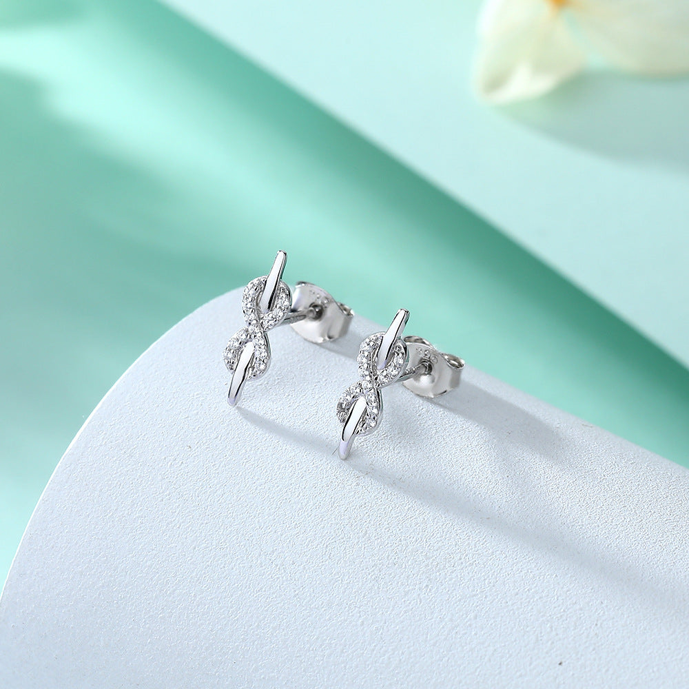 Zircon 8 Shape Silver Studs Earrings for Women