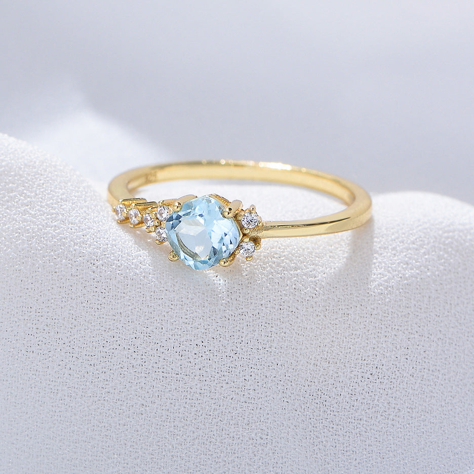 Sky Blue Topaz Cathedral Sterling Silver Ring