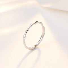 Half Circle Bamboo Silver Ring for Women