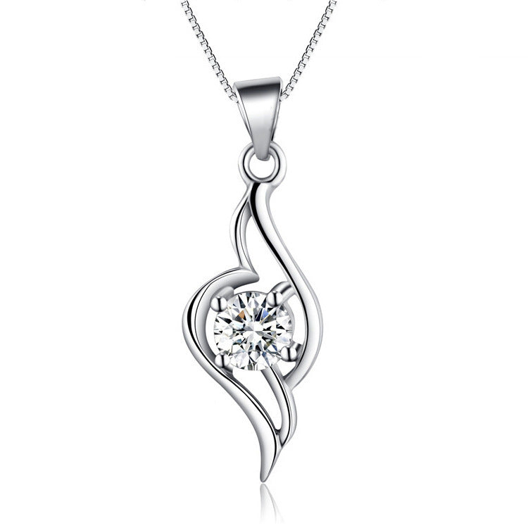 (Pendant Only) Round Zircon Silver Pendant for Women