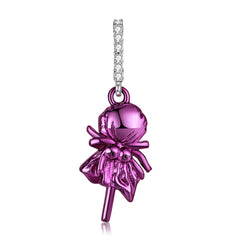 Purple Lollipop Pendant Silver Necklace