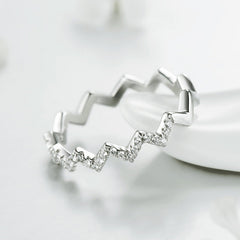 S925 Geometric Lightning Simple Micro-inlaid Zircon Ring Female Online Celebrity Girl Ins Cold Wind Index Finger Ring