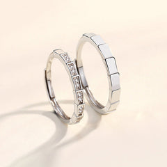 Snakebone Design with Zircon Silver Couple Ring for Women