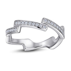 Zircon Wavy Silver Ring