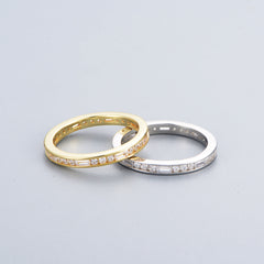 Rectangle and Round Zircon Sterling Silver Eternity Ring