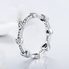 S925 Sterling Silver Full Zircon Heart-shaped Ring for Women, European and American Instagram Popular Stacked Silver Index Finger Ring, Simple and Fashionable Jewelry