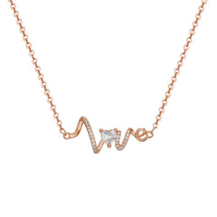 Stylish LOVE with Heart Zircon Silver Necklace for Women