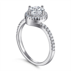 Round Zircon Soleste Halo Embrace Silver Ring