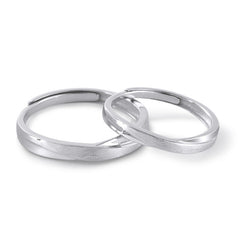 X Cross Stripe Brushed Silver Couple Ring