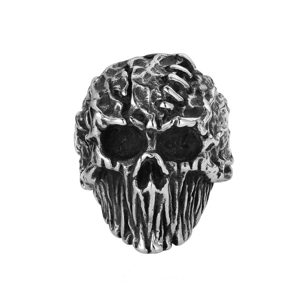 Halloween Mummy Skeleton Head Titanium Steel Ring for Men