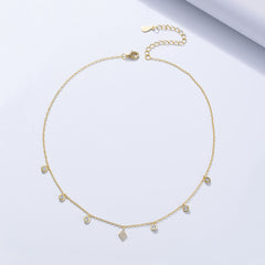 Zircon Choker Sterling Silver Necklace for Women