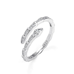Slim Snake Bone Zircon Opening Sterling Silver Ring