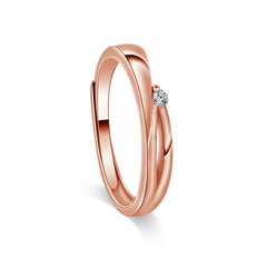 Ribbon Design with Zircon Silver Couple Ring