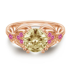 Sumptuous Round Zircon with Heart Pattent Split Shank Silver Ring