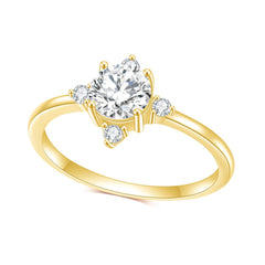 Golden 5A Zircon S925 Sterling Silver Luxury Temperament Plated 14k Gold Ring for Women