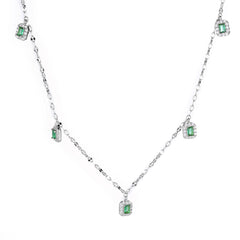 (Two Colours) Emerald Colour Zircon 925 Silver Collarbone Necklace for Women