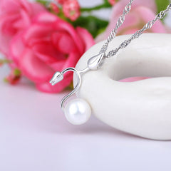 (Pendant Only) Petal with Pearl Silver Pendant for Women