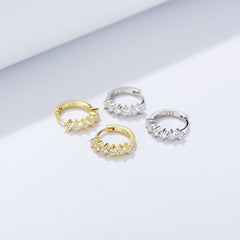 C-shaped Zircon Silver Hoop Earrings for Women