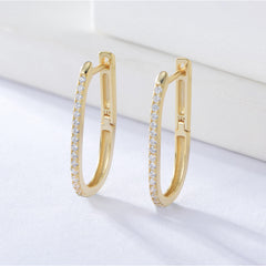 U-shaped with Half Zircon Silver Studs Earrings for Women