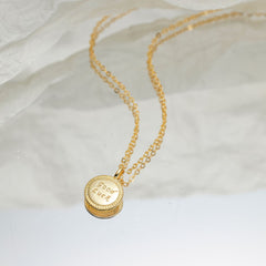 Good Luck Letter Round Coin Pendant Silver Necklace for Women