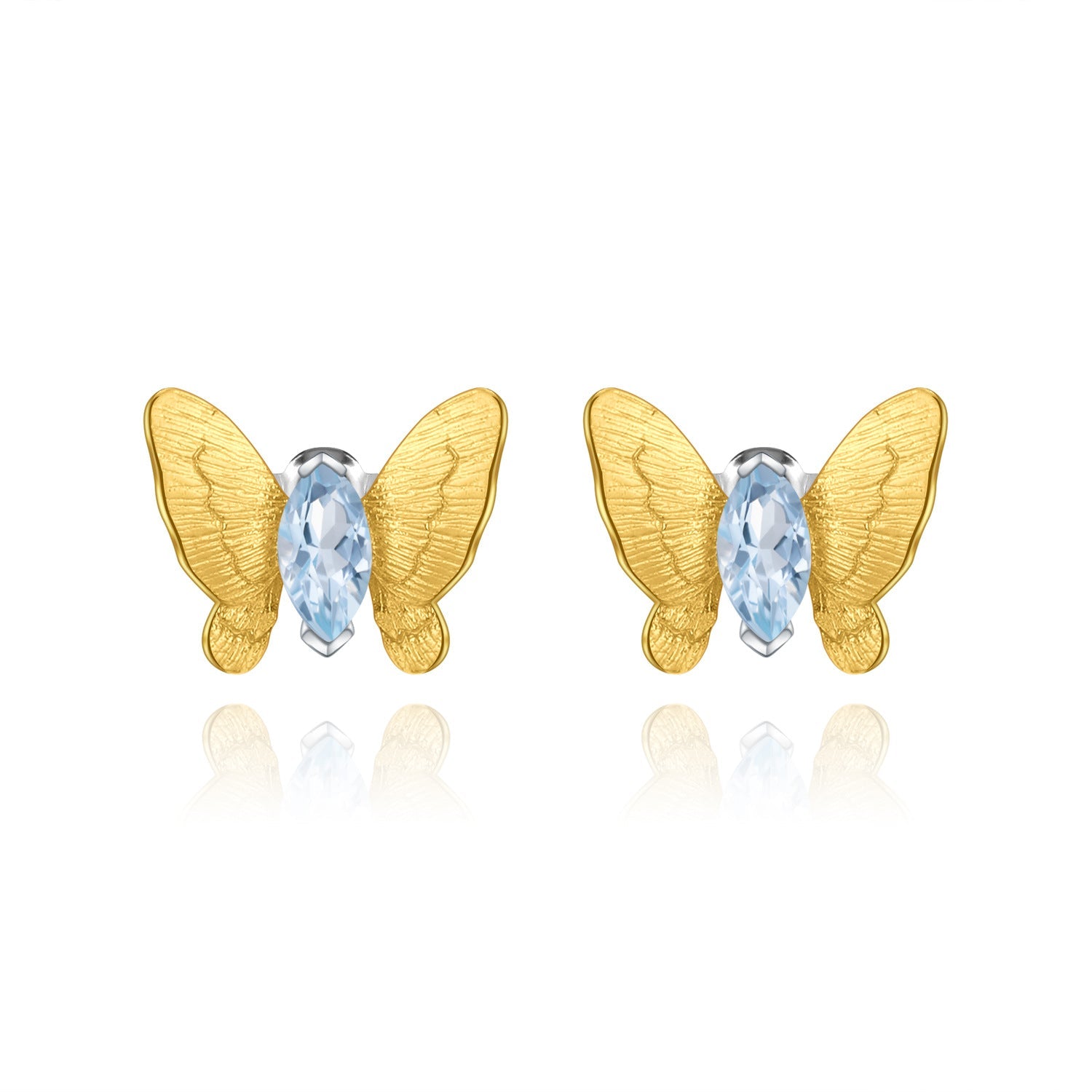 Butterfly Gold Plated Silver Studs Earrings for Women